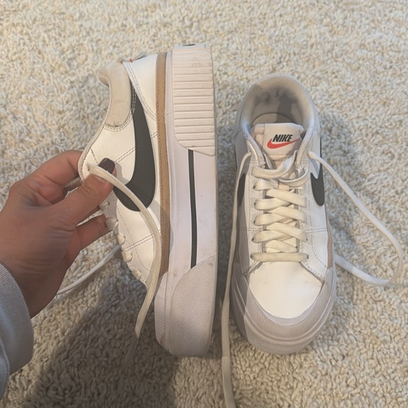 Nike Women's Court Legacy Lift Sneakers 6 Regular White/Black-Hemp-Team Orange - Picture 2 of 3